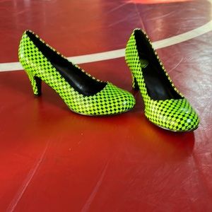 Green checkered heels